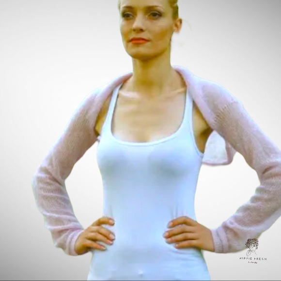 Gray Merino Wool Gray Shrug S/M - Picture 2 of 5